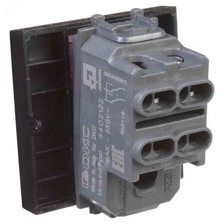 Выключатель 2п 2мод. 16А Avanti "Черный квадрат" ДКС 4402122