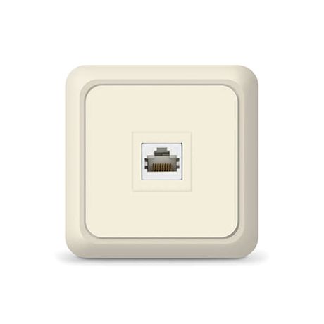 Розетка компьютерная двухместная Олимп,наружная, 1А, RJ45, бежевая (еврослот) - 1074 Союз