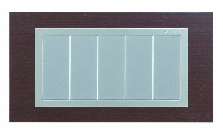 Рамка 8мод. Simon82 Centralizations узкая с суппортом венге/алюм. дерево Simon 82987-65