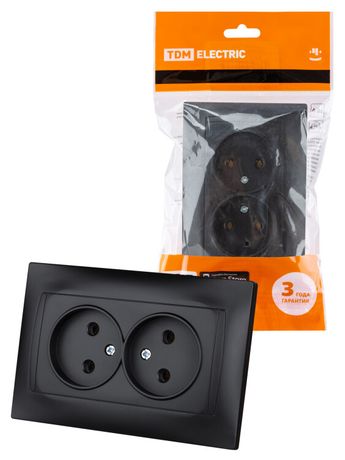 Розетка двойная 2П 10А 250В графит "Лама" | SQ1815-0624 TDM