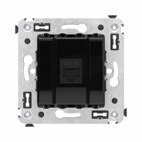 Компьютерная розетка RJ-45 без шторки в стену, кат.6А одинарная, "Avanti", "Черный квадрат" | 4402673 DKC ДКС
