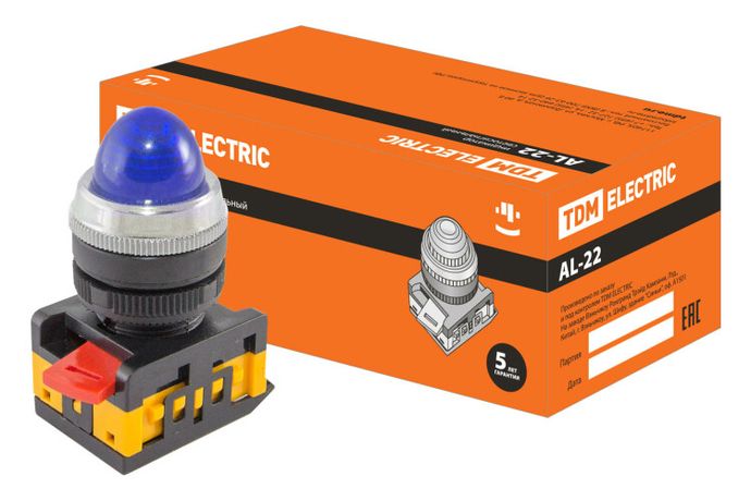 Лампа AL-22 сигнальная d22мм синий неон/230В цилиндр | SQ0702-0036 TDM