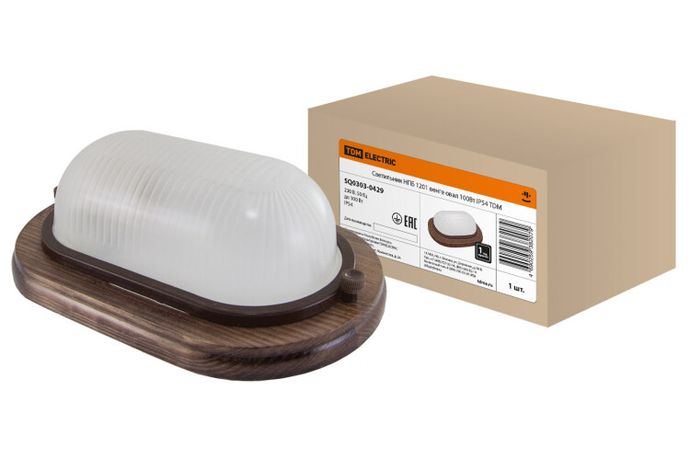 Светильник пылевлагозащищенный под лампу для ЖКХ НПБ1201 венге овал 100Вт IP54 | SQ0303-0429 TDM