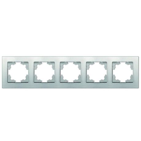 Рамка пятиместная горизонтальная серия Афина серебро (еврослот) - A1042-S Союз