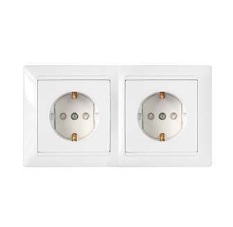 Розетка 2-м СП 16А IP20 с заземл. защ. шторки бел. Bylectrica РС16-358