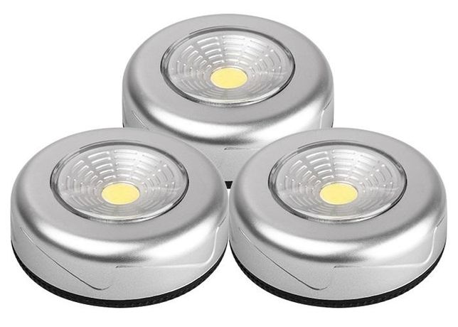 Светильник светодиодный TF3-3xL1W-sr пушлайт 1Вт COB 7500К IP20 50лм 3хAAA (не в компл.) серебр. (уп.3шт) ФАZА 5033702 ФАЗА