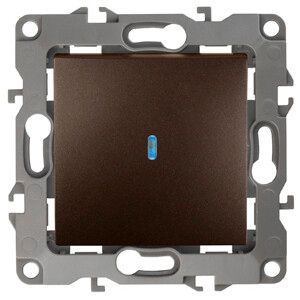 Выключатель одноклавишный скрытого монтажа с подсветкой бронза 10А 250В автоматические (безвинтовые) ЭРА 12 12-1102-13 - Б0019281