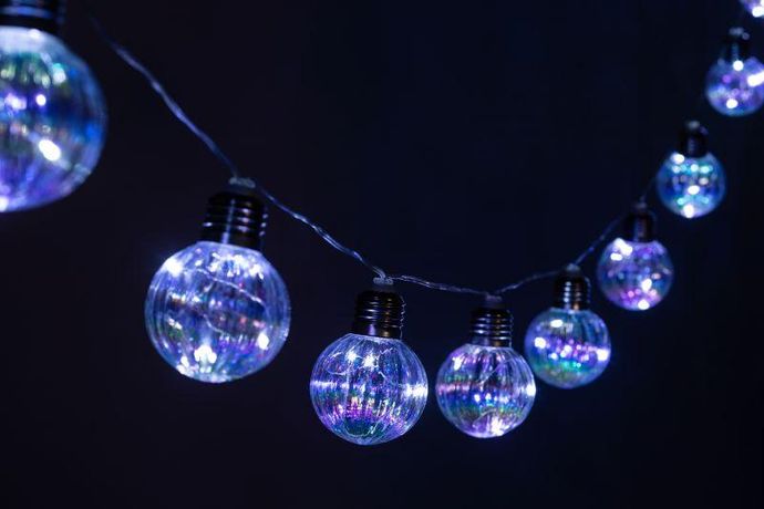 Гирлянда садовая Радужные лампочки на солнечной батарее 3,8 м (длина рабочей части 1,8 метров) 10 LED ERASF23-22 - Б0062371 ЭРА