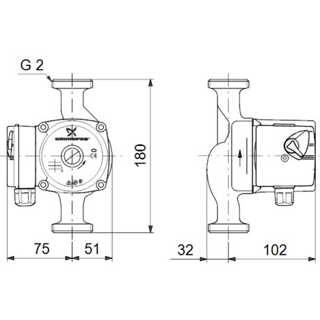 Насос циркуляционный с мокрым ротором UPS 32-60 PN10 1х230В/50 Гц в/к гайками - 96281496 Grundfos