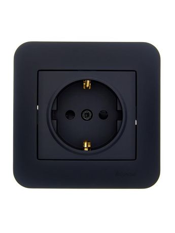 Розетка 1-м СП ASTI 16А IP20 с заземл. защ. шторки термопласт в сборе черн. бархат. LEZARD 7081-4242-124B