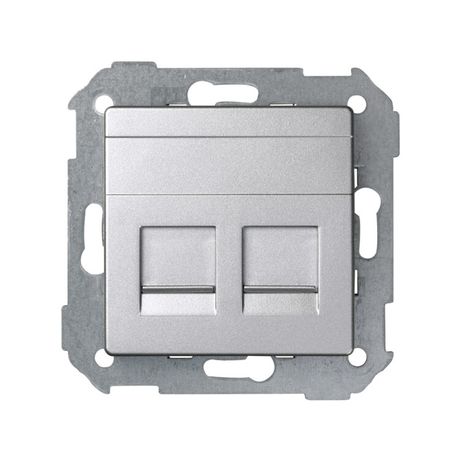 Адаптер на 2 RJ45 коннектора Simon82 защ. шторки матов. алюм. Simon 82006-93