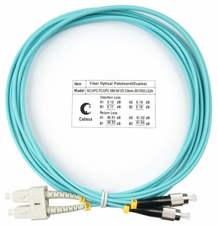 Шнур оптический FOP-50-SC-FC-3m duplex SC-FC 50/125мм OM3 3м LSZH Cabeus 7580c