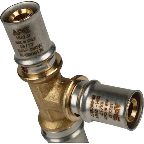 Тройник переходной 26х20х16 для металлопластиковых труб прессовой - SFP-0005-262016 STOUT RG008S9C13P63M