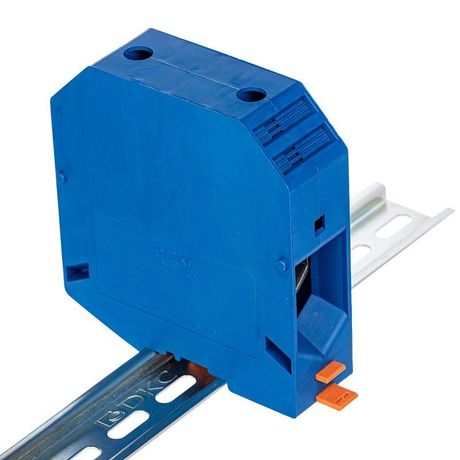 Клемма проходная , винтовой зажим, 2 точки подключения, 150 кв.мм, синяя - KRUH-150-BU ДКС