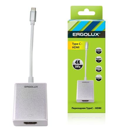 Переходник HDMI-Type C ELX-VA01-Type пластик металлик коробка Ergolux 15300