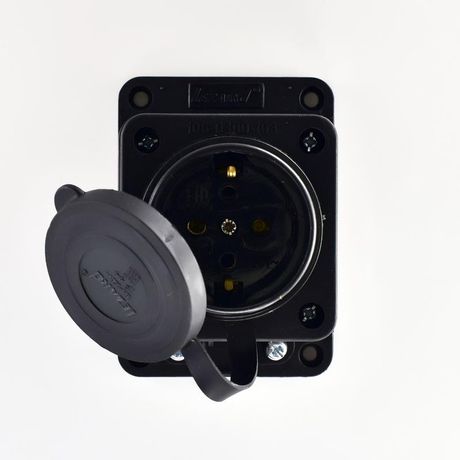 Розетка прямая 1х2Р+РЕ 1х16А 220v (каучук) - 106-0400-0103/103 LEZARD