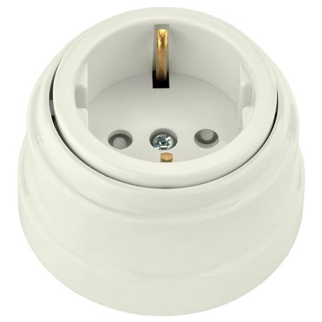 Розетка 1-м ОП РЕТРО 16А с заземл. со шторками Bylectrica РА16-0206 бежевый