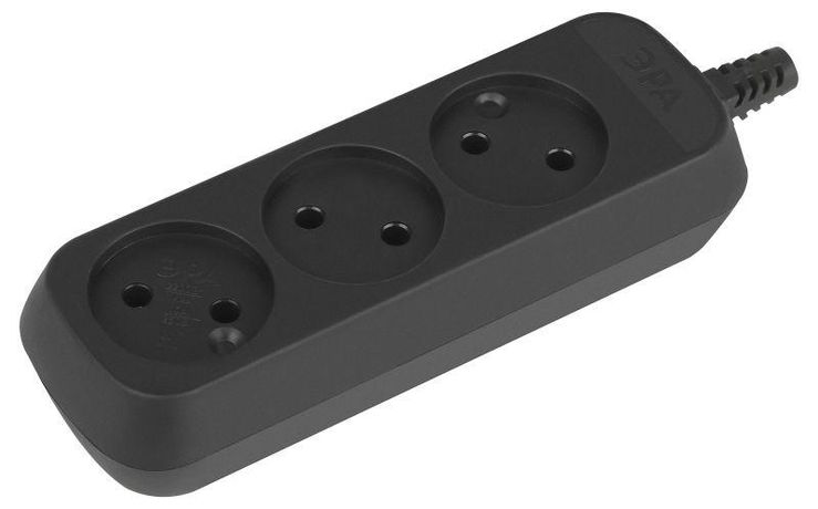 Колодка ЭРА KX-3-B 3 розетки без зазeмления черная | Б0061683