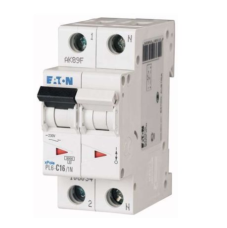 Выключатель автоматический 16А кривая отключения B 1+N полюс отключающая способность 6 кА - 106028 EATON