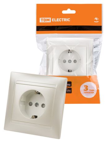 Розетка 2П+З 16А 250В с защ. шт. перламутр "Лама" | SQ1815-0811 TDM