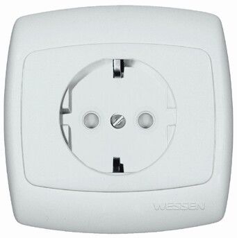 Розетка 1-м СП Рондо 16А IP20 250В с заземл. защ. шторки бел. SchE RS16-121-BI APC