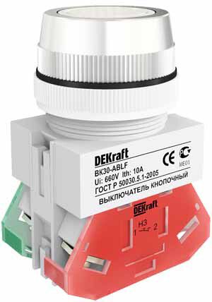Выключатель кнопочный ABLF ВК-30 d30мм 220В бел. DEKraft 25041DEK APC