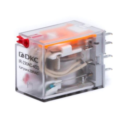 Реле миниатюрное промышленное общего назначения, 4CO, ком. ток 6А, AgSnO2, напряжение 115V AC, опция: тест-кнопка+светодиод | IR-115AC-4CO-D DKC ДКС