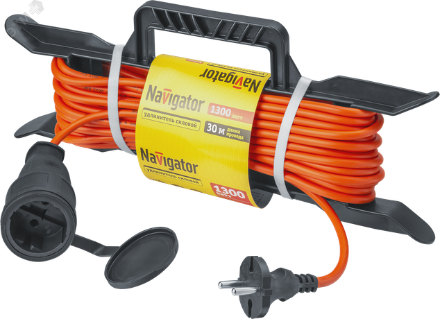 Удлинитель силовой NPE-F-30-X-2x0.75 на рамке б/з 30м ПВС 2х0,75 1300 Вт IP44 - 29852 Navigator 93921