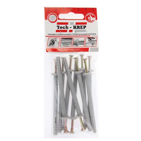 Дюбель-гвоздь 6х80 гриб. манжета (полипропилен) (10 шт) - пакет ( 0,068 кг) | 103902 Tech-KREP