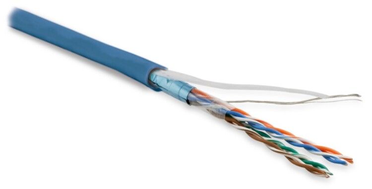 Кабель витая пара экранир. F/UTP кат.5E 4 пары 26 AWG МЖ patch экран-фольга LSZH нг(А)-HF -20град.C-+75град.C FUTP4-C5E-P26-IN-LSZH-BL-305 син. (уп.305м) Hyperline 236862