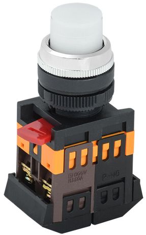 Кнопка белая ABLFP-22 1з+1р с подсветкой неон 240В - BBT20-ABLFP-K01 IEK