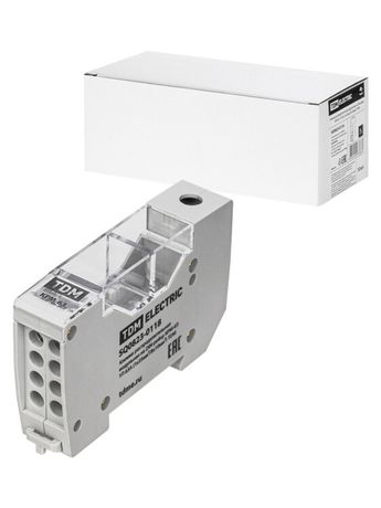 Клемма распределительная модульная на DIN-рейку КРМ-63 1П 63А (1х35мм²/8х10мм²) | SQ0823-0118 TDM