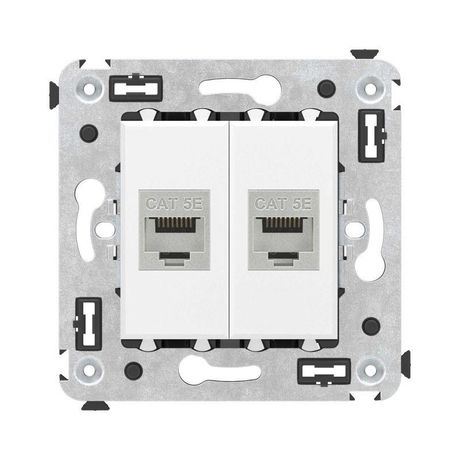 Компьютерная розетка RJ-45 без шторки в стену, кат.5e двойная экранированная, "Avanti", "Белое облако" | 4400764 DKC ДКС