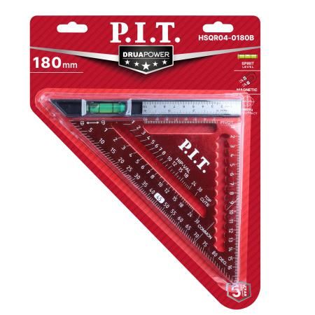 Угольник Свенсона метрический плотницкий с пузырьковым уровнем (180 мм) - HSQR04-0180B PIT
