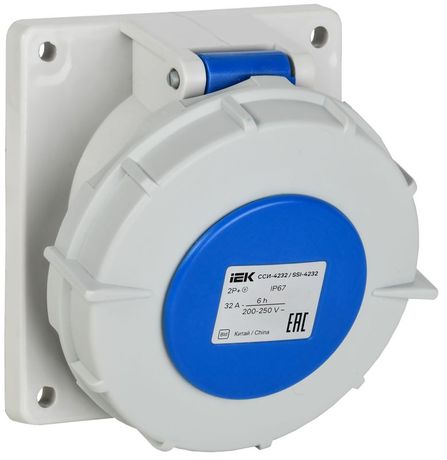Розетка встраиваемая угловая ССИ-4232 32А 3п 2P+PE 6ч 220В IP67 IEK PSR41-032-3-0-67 IEK арт. PSR41-032-3-0-67