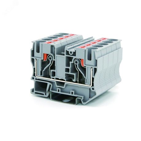 Клемма проходная , зажим push-in, 2 точки подключения, 10 кв.мм, серая - VPR-10-GY ДКС