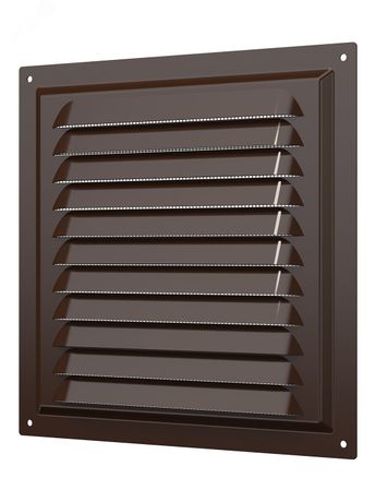 Решетка вентиляционная вытяжная стальная с покрытием полимерной эмалью и сеткой 200х200, цвет Коричневый - 2020МЭ кор ЭРА 17597