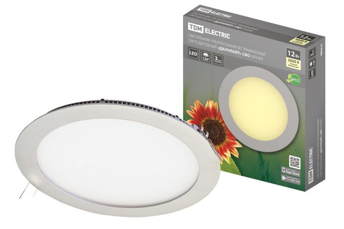 Светильник светодиодный встраиваемый Downlight ДВО СВО (хром) 12Вт 3000К IP20 опал | SQ0329-0013 TDM ELECTRIC