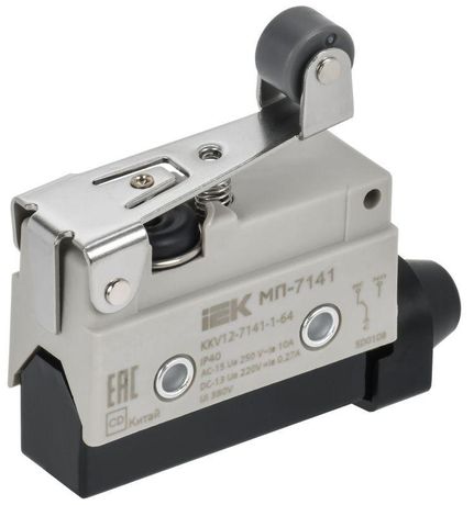 Микропереключатель концевой МП-7141 укороченный рычаг с роликом IP40 IEK - KKV12-7141-1-64