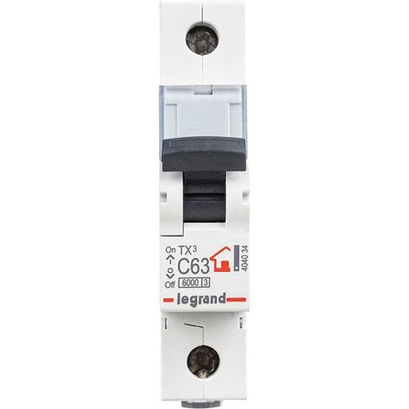 Выключатель автоматический модульный 1п C 63А 6кА TX3 6000 1мод. 230/400В Leg 404034 Legrand
