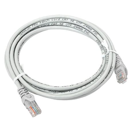 Патч-корд TERACOM Cat.5E (1Гбит/с) неэкранированный UTP оболочка PVC серый (3м) | TRC-5EUTP-PVC-3M-GY EKF