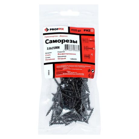 Саморез усиленный гипсокартон-дерево 3.8х25 (TWN) (пакет) (уп.120шт) Tech-Krep PRO/Zitar 146420