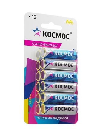 Батарейка LR6 (AA) 1.5V Alkaline 12BL, КОСМОС - KOCLR6BL12
