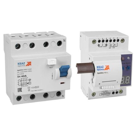 Моторпривод OptiDin MD-L-УХЛ4 + ВДТ без защиты от сверхтоков DM63-4440-AС-УХЛ4 (4P, 40, 300mA) | 361846 КЭАЗ