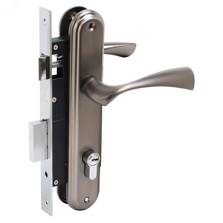 Замок врезной БУЛАТ ЗВ4-1.03.03 НОМОС графит 5 перф.кл. с/руч - 13964 ПТК