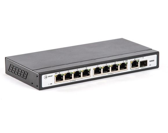 Коммутатор SKAT PoE 120Вт Порты: 8-Ethernet, 1-Uplink, 1-SFP - 2033 Бастион