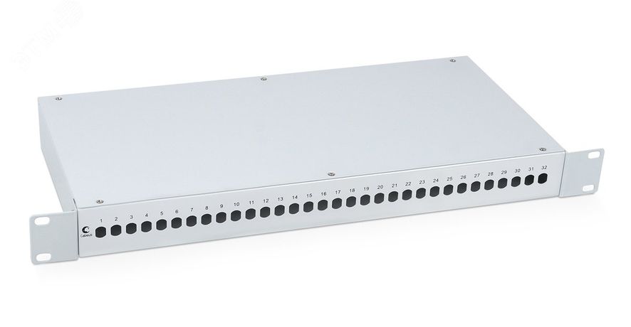 Кросс бокс оптический FO-19-32ST 19дюйм на 32 ST(FC) со сплайс-кассетой и КДЗС (без пигтейлов проходных адаптеров) Cabeus 7934c