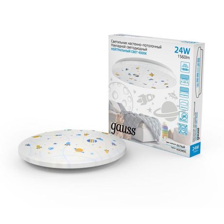 Светильник светодиодный 380х63 24Вт 4000К IP20 1560Лм круг (динозавр) настенно-потолочный накладной GAUSS 941411224D