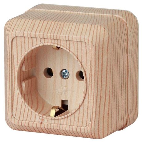 Розетка 1-м ОП Quadro 2-202-11 16А IP20 250В 2P+E Schuko сосна Intro Б0027651 ЭРА