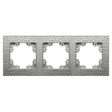Рамка фактурная 3 поста универсальная UNIVersal Афина серебро (еврослот) - A10045-S Союз